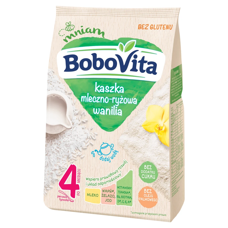 BoboVita Молочная и рисовая каша, ваниль, без глютена, без добавления сахара, после 4 месяцев, 230 г: цены и характеристики
