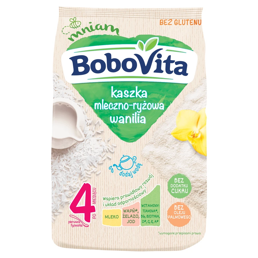 BoboVita Молочная и рисовая каша, ваниль, без глютена, без добавления сахара, после 4 месяцев, 230 г: цены и характеристики