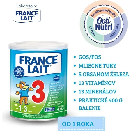 Франция Lait 3 Молочная смесь для детей раннего возраста от 1 до 3 лет 1×400 г, молочная смесь (1-3 года): цены и характеристики
