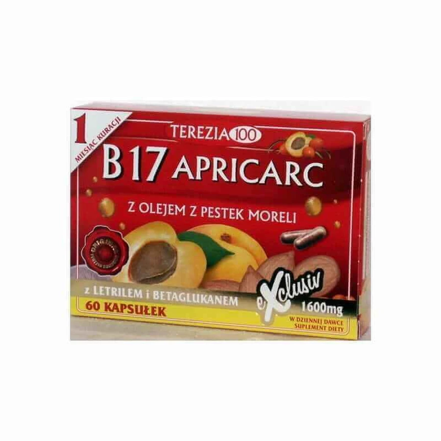 Амігдалін Apricarc B17 Вітамін B 17 амігдалін, летрил, бетаглюкан 60 капсул Terezia: ціни та характеристики