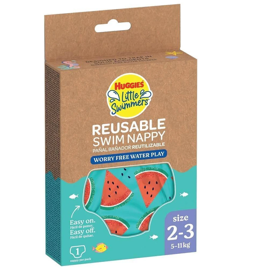 Многоразовые подгузники для плавания Little Swimmers, № 2 - 3, 5 - 11 кг, арбуз, 1 шт, Huggies: цены и характеристики