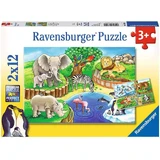 Пазл "Зоопарк", +3 года, 2х12 деталей, Ravensburger