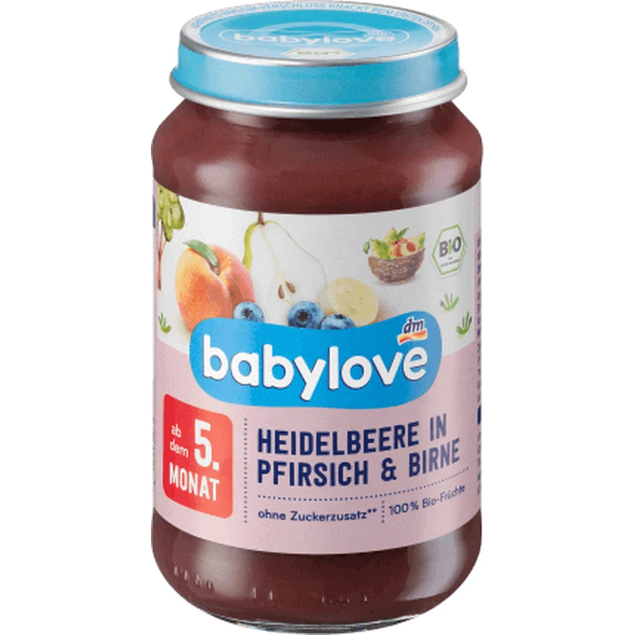 Пюре Babylove Черника с персиками и грушами ЭКО, 5+ месяцев, 190 г: цены и характеристики