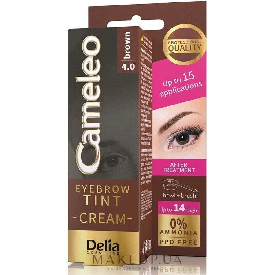 Крем для бровей Cameleo, коричневый 4.0, 15 мл, Delia Cosmetics: цены и характеристики