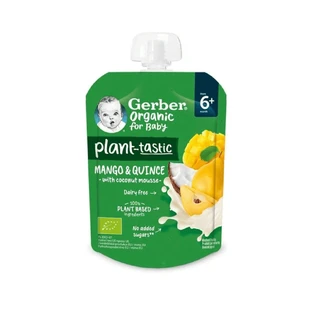 Gerber Organic Plant-Tastic Десерт в трубочке, манго и айва с кокосовым муссом, без добавления сахара, после 6 месяцев, 80 г КОРОТКАЯ ДАТА