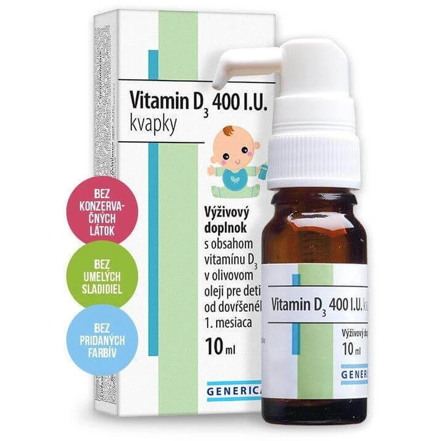 Витамин D3 400 ЕД Generica Vitamina D3 капли, 10 мл: цены и характеристики