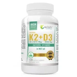 Wish, Витамин K2 MK-7 Natto 100 мкг + Витамин D3 2000 МЕ 50 мкг + MCT масло, 120 капсул
