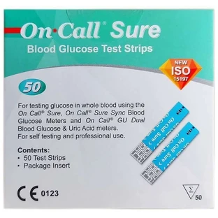 Тести для визначення рівня глюкози в крові Acon Laboratories On Call Sure, 50 шт.