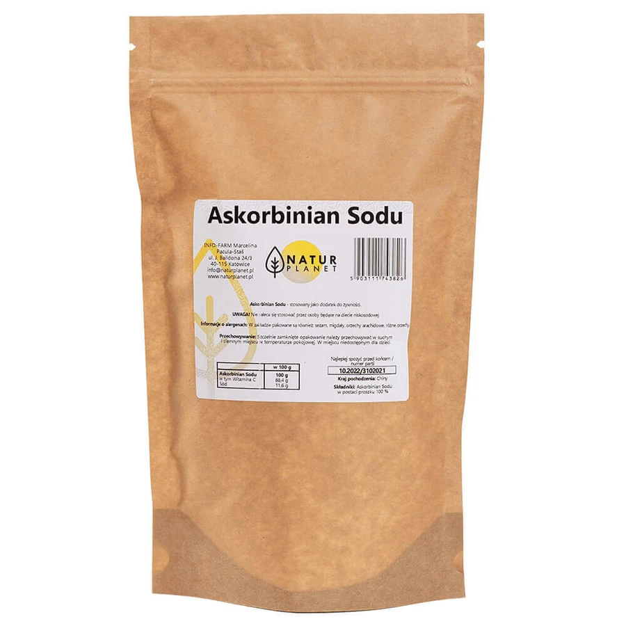 Натрію аскорбінат Natur Planet Sodium Ascorbate, порошок, 500 г: ціни та характеристики