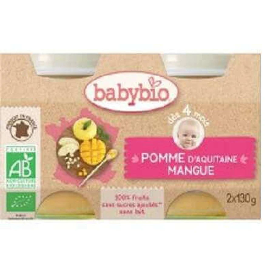 Органическое пюре из яблок и манго, +4 месяца, 2 раза по 130 г, BabyBio: цены и характеристики