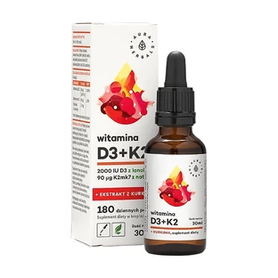 Aura Herbals Витамин D3 + K2 + экстракт куркумы, капли, 30 мл