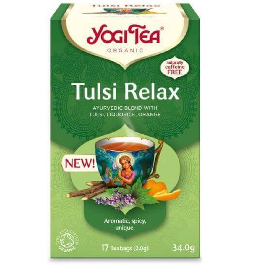 Органічний чай Tulsi Relax, 17 пакетиків, Yogi Tea: ціни та характеристики