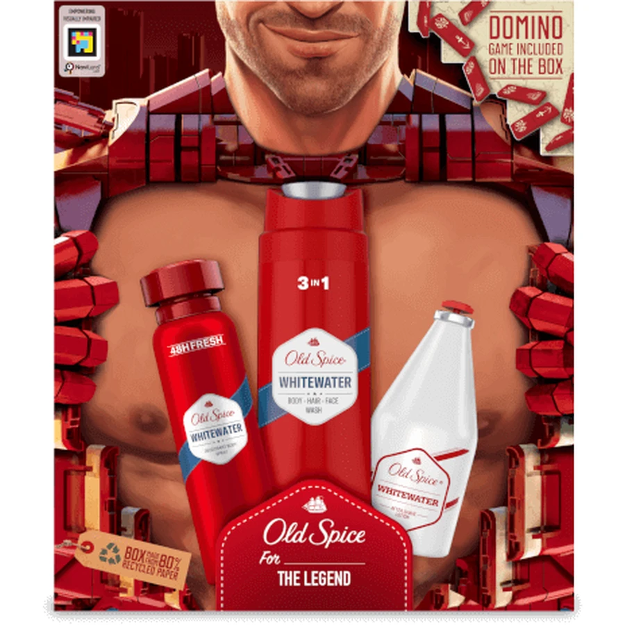 Old Spice Ironman для чоловіків: набір з дезодорантом-спреєм, гелем для душу та лосьйоном після гоління Whitewater зі свіжим ароматом: ціни та характеристики