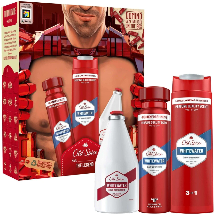 Old Spice Ironman для чоловіків: набір з дезодорантом-спреєм, гелем для душу та лосьйоном після гоління Whitewater зі свіжим ароматом: ціни та характеристики