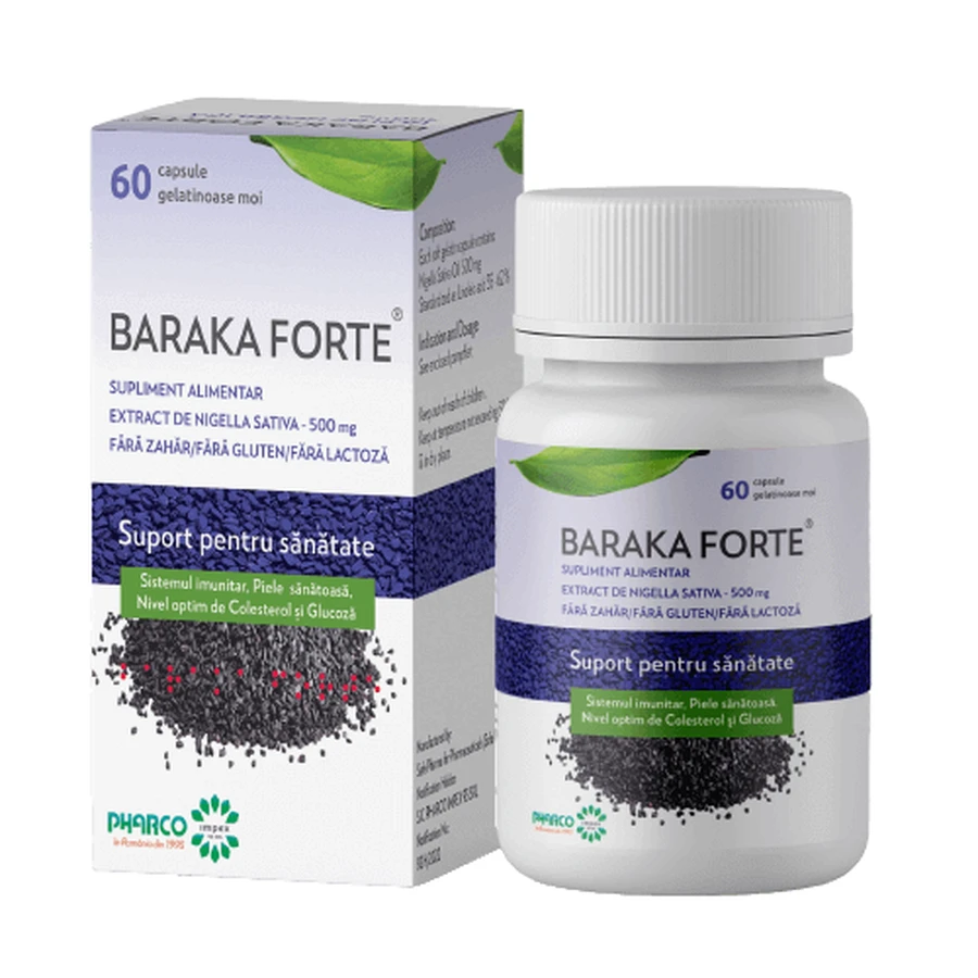 Барака Форте 500 мг Pharco Baraka Forte, 60 мягких капсул: цены и характеристики