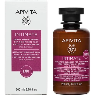 Пенка для интимной гигиены Apivita Intimate Защита от сухости деликатная очищающая с алоэ и прополисом, 200 мл