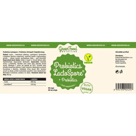 GreenFood Nutrition Пробиотики LactoSpore® + пребиотики 60 капсул: цены и характеристики