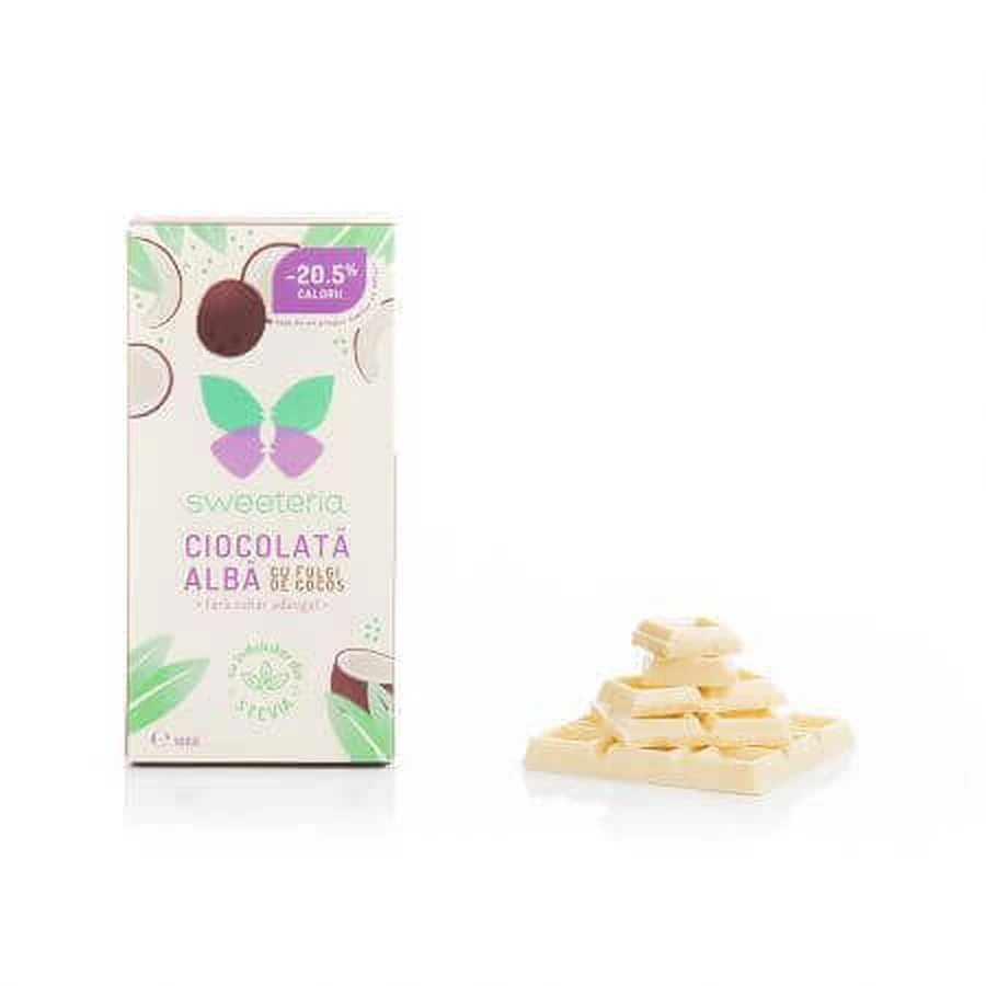 Белый шоколад с кокосом и подсластителем стевия, 100 г, Sweeteria: цены и характеристики
