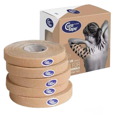 CureTape Classic, кінезіологічна стрічка, бежева, 1 см х 5 м, 5 штук: ціни та характеристики