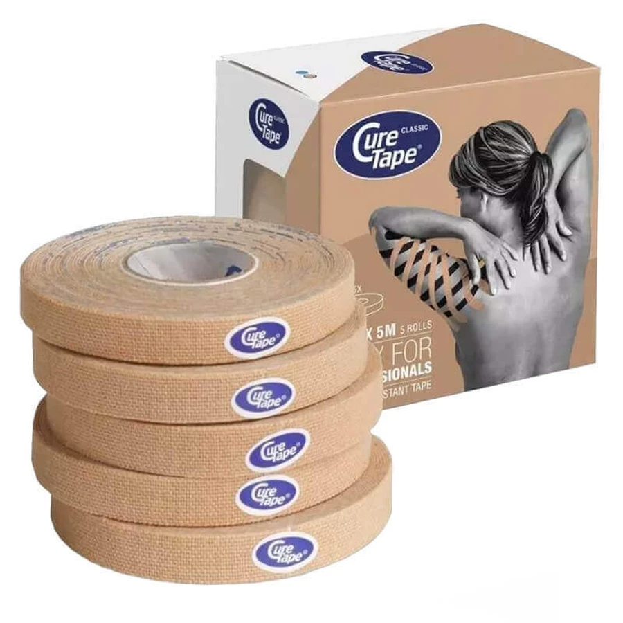 CureTape Classic, кінезіологічна стрічка, бежева, 1 см х 5 м, 5 штук: ціни та характеристики