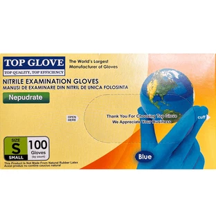 Нітрилові оглядові рукавички з непудрату S, 100 шт, Top Glove