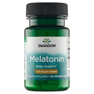 Swanson Melatonin, мелатонин 500 мкг, 60 вегетарианских капсул