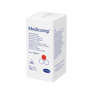 Medicomp, неіонні, неткані компреси, 4 шари, 30 г/м2, 5 см х 5 см, 100 штук