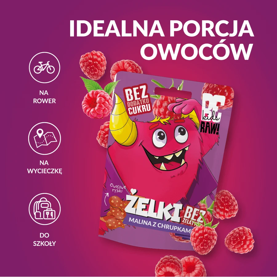Желейные конфеты BeRAW! Kids Malina z Chrupkami, без сахара, 35 г: цены и характеристики