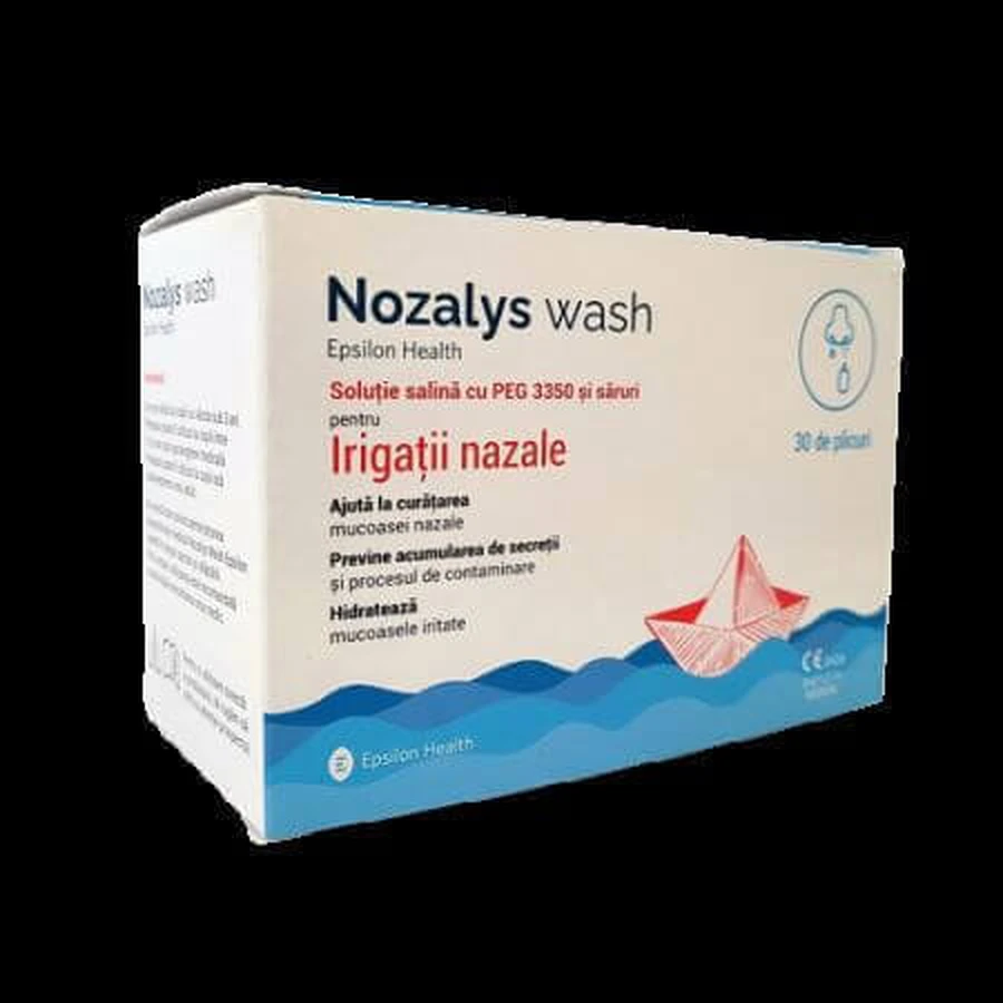 Солевой раствор для орошения носа Nozalys Wash, 30 пакетиков, Epsilon Health: цены и характеристики