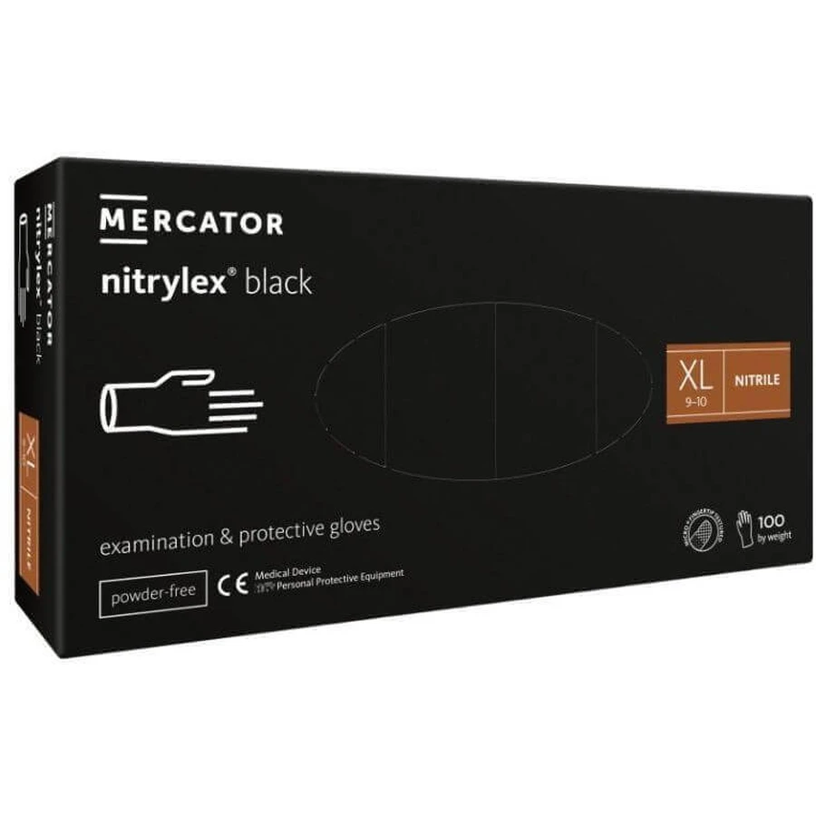 Перчатки Mercator нитриловые черные XL 100 шт: цены и характеристики