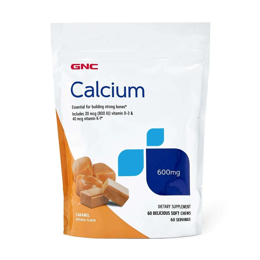Gnc Calcium Soft Chews 600 мг, карамельний кальцій, з натуральним карамельним смаком, 60 шт.: ціни та характеристики