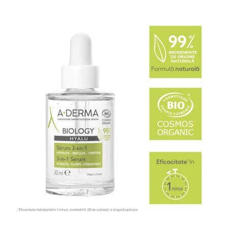 A-Derma Biology Hyalu Зволожуюча сироватка 3 в 1, 30 мл: ціни та характеристики