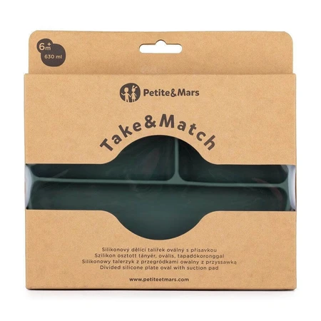 Petite&Mars овальне силіконове блюдце Take&Match Misty Green 6м+, що розділяє воду: ціни та характеристики