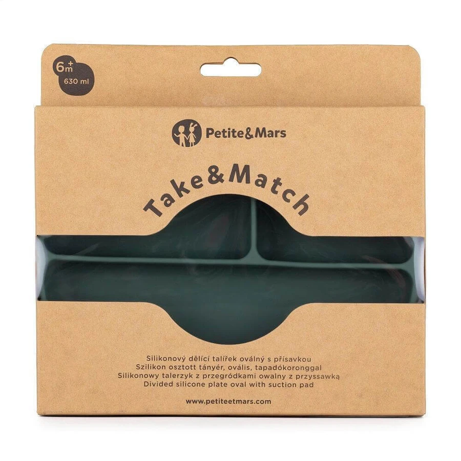 Petite&Mars овальне силіконове блюдце Take&Match Misty Green 6м+, що розділяє воду: ціни та характеристики