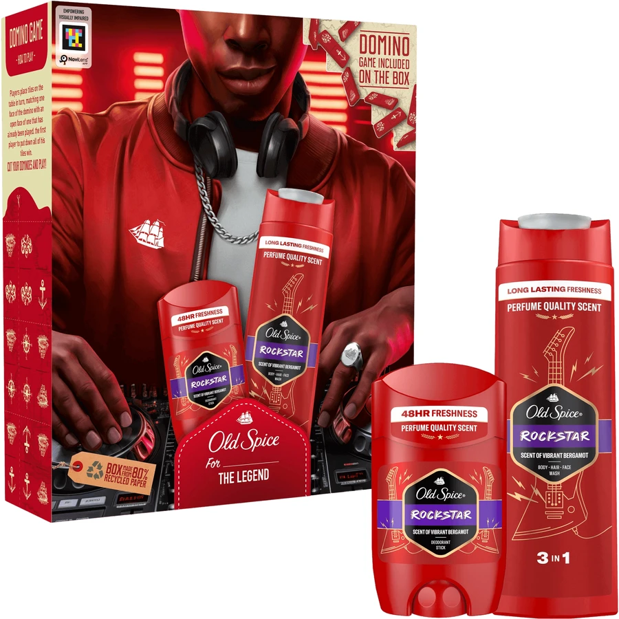 Подарунковий набір Old Spice Rockstar з твердим дезодорантом 50 мл та гелем для душу 400 мл: ціни та характеристики