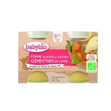 Яблоко, клементин и рисовое пюре, 2x130 гр, Babybio