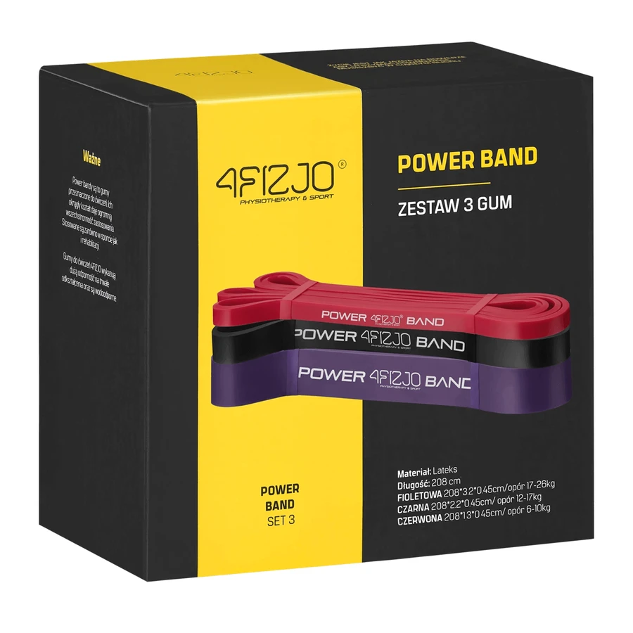 4Fizjo Power Band, набір резинок для вправ, 3 штуки: ціни та характеристики