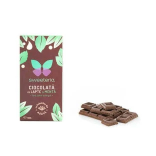 Молочний шоколад з м'ятою та підсолоджувачем агава, 100 гр, Sweeteria