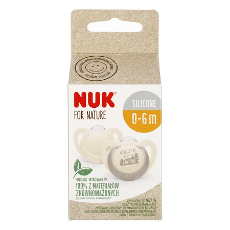 NUK For Nature, пустушка, силіконова, анатомічна, сіра, 0-6 місяців, 2 шт.: ціни та характеристики
