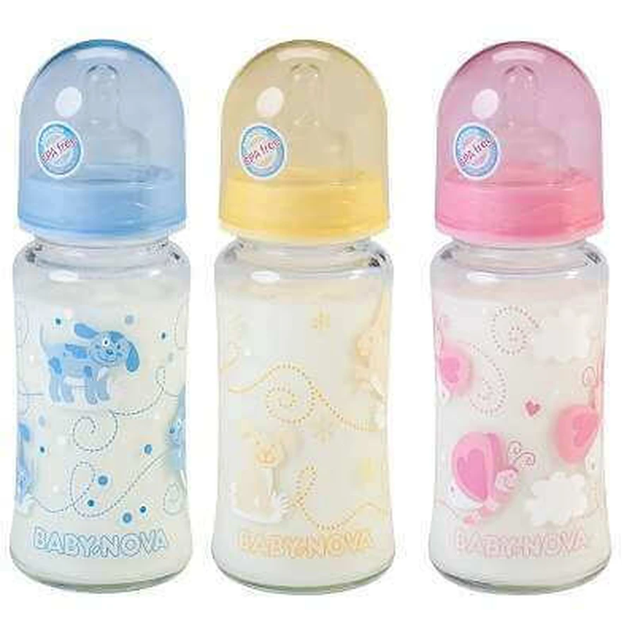Скляна пляшечка для годування з широким горлом, 240 мл, Baby Nova: ціни та характеристики