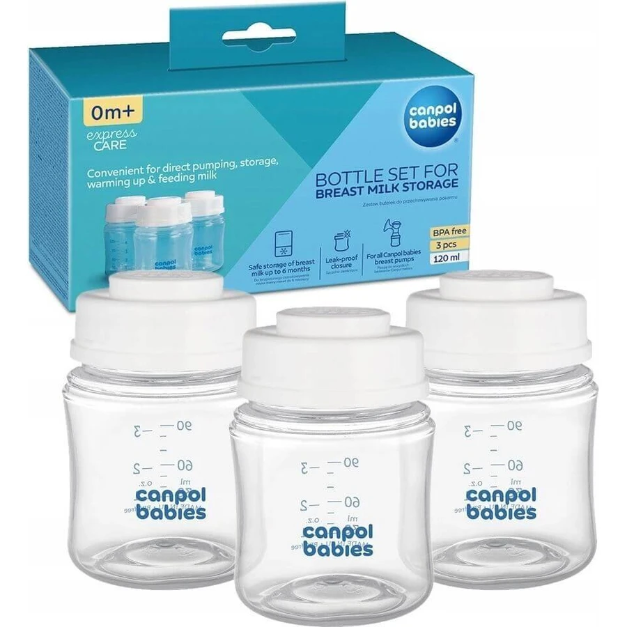 Canpol babies Набор бутылочек для хранения грудного молока 3x120ml 1×1pc, набор бутылочек: цены и характеристики