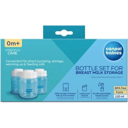 Canpol babies Набор бутылочек для хранения грудного молока 3x120ml 1×1pc, набор бутылочек: цены и характеристики