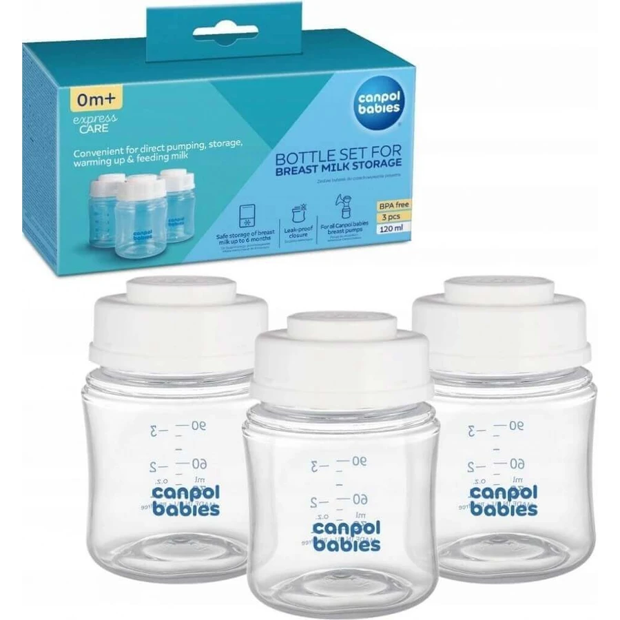 Canpol babies Набор бутылочек для хранения грудного молока 3x120ml 1×1pc, набор бутылочек: цены и характеристики