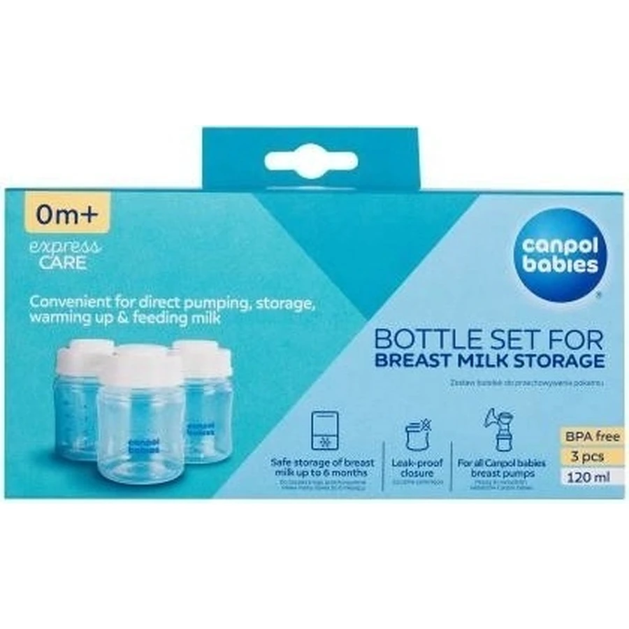 Canpol babies Набор бутылочек для хранения грудного молока 3x120ml 1×1pc, набор бутылочек: цены и характеристики