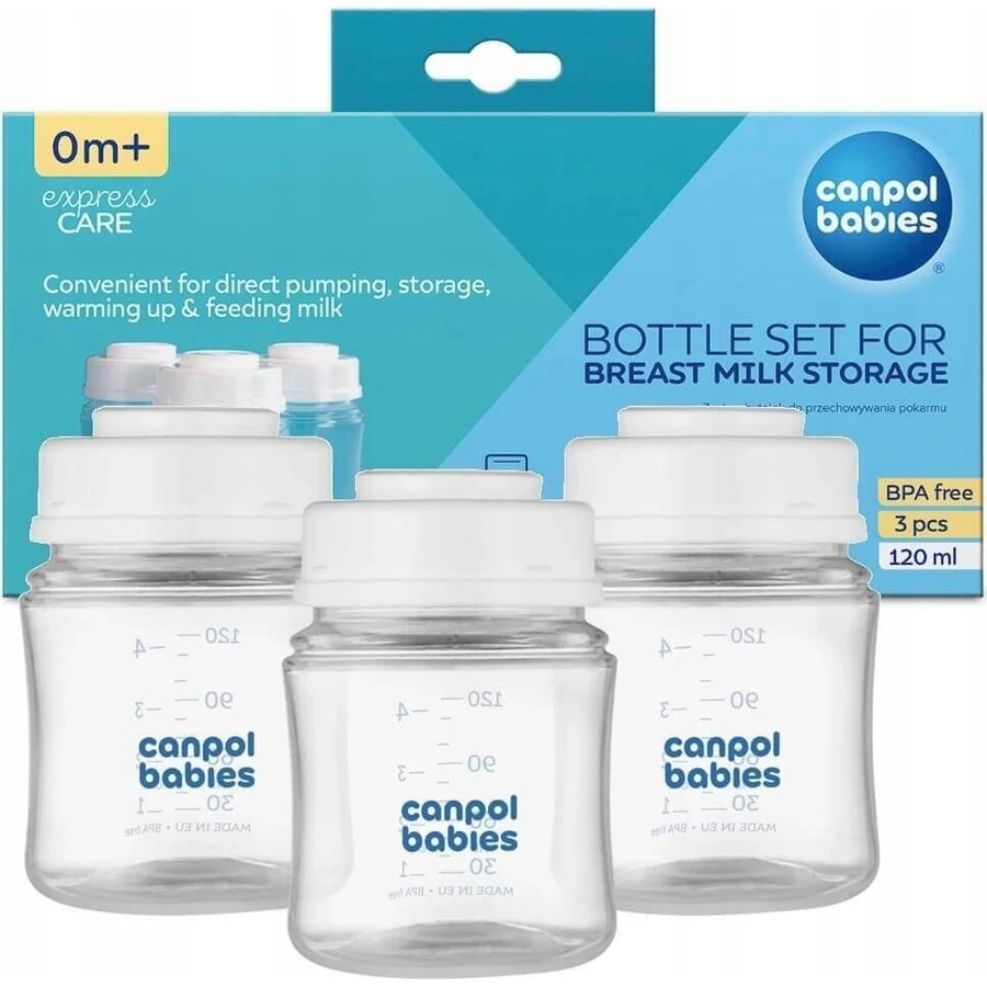 Canpol babies Набор бутылочек для хранения грудного молока 3x120ml 1×1pc, набор бутылочек: цены и характеристики