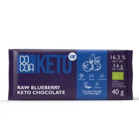 Органический кето-шоколад с черникой, 40 г, какао: цены и характеристики