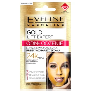 Eveline Cosmetics Gold Lift Expert Rejuvenation, роскошная маска против морщин с 24-каратным дзотом, 7 мл