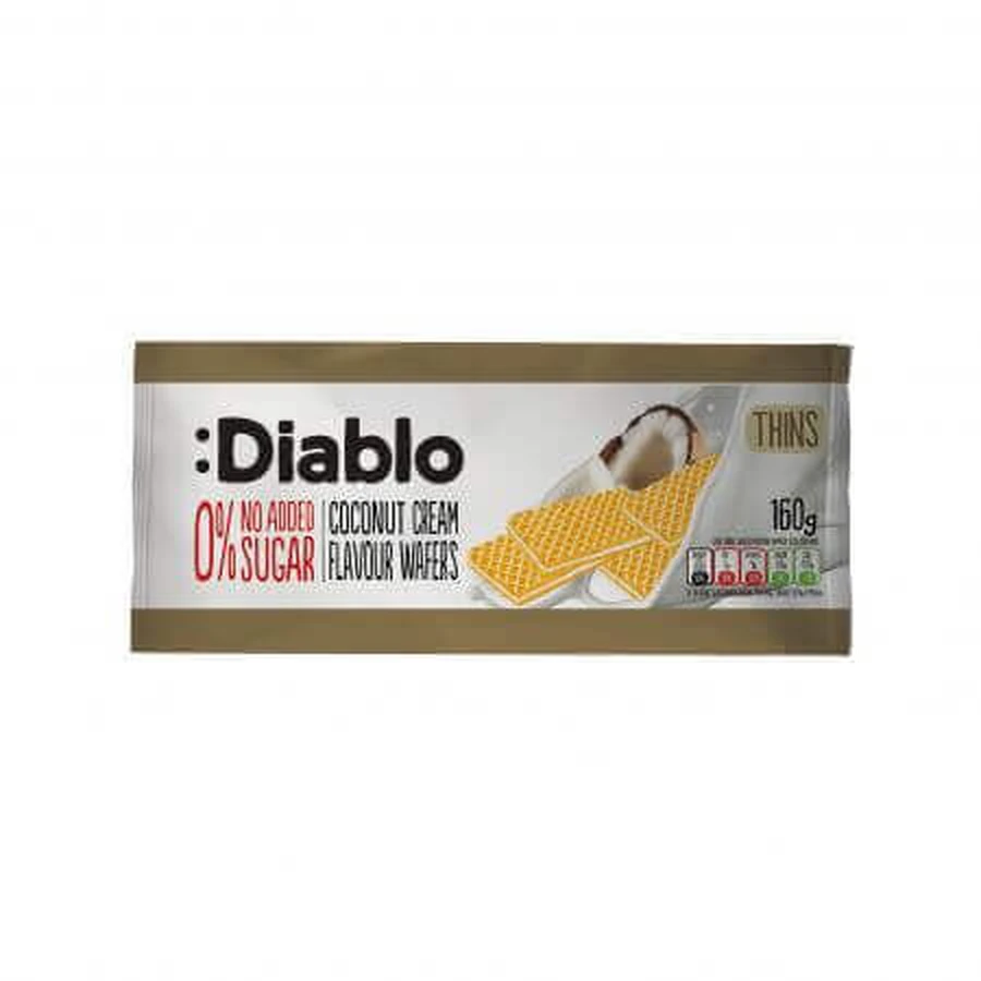 Вафля без цукру з кокосовою начинкою, 160 г, Diablo: ціни та характеристики