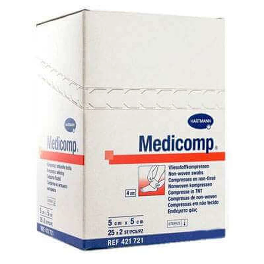 Medicomp Extra Вбираючі неткані прокладки Medicomp Extra, 5x5 см (421731), 25 штук, Hartmann: ціни та характеристики