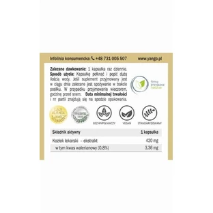 Валериана - Валериана 420 мг (0,8% валериановой кислоты) 90 капсул Yango